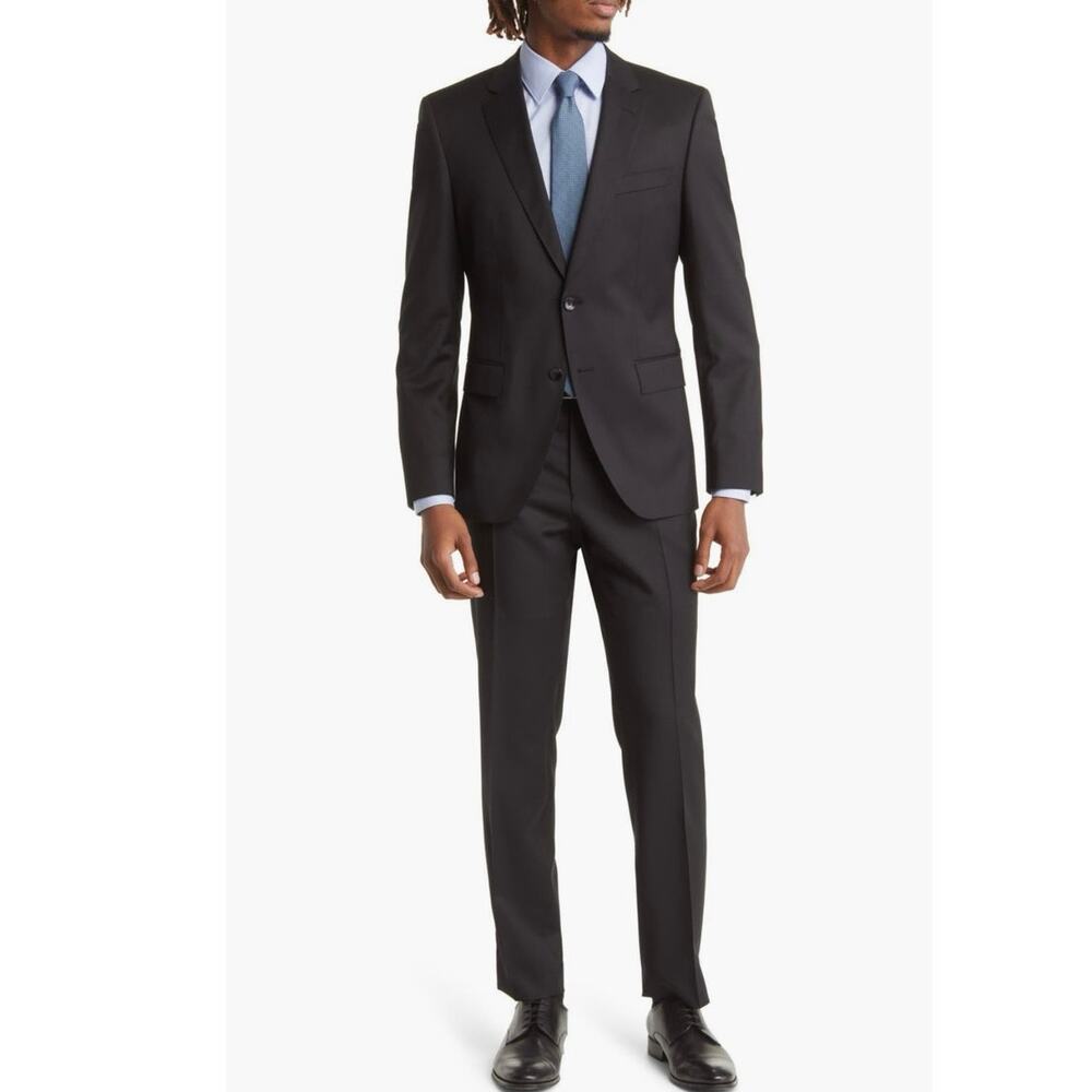 BOSS Hugo Solid Wool Suit Dark Gray 42L NWT